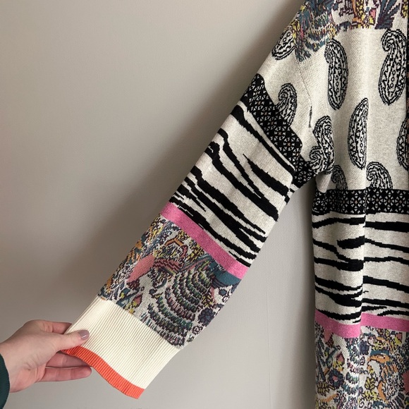 ANTHROPOLOGIE Bricolage Mixed Print Zebra Paisley Cardigan Kimono Oversized Sz S - Picture 4 of 15